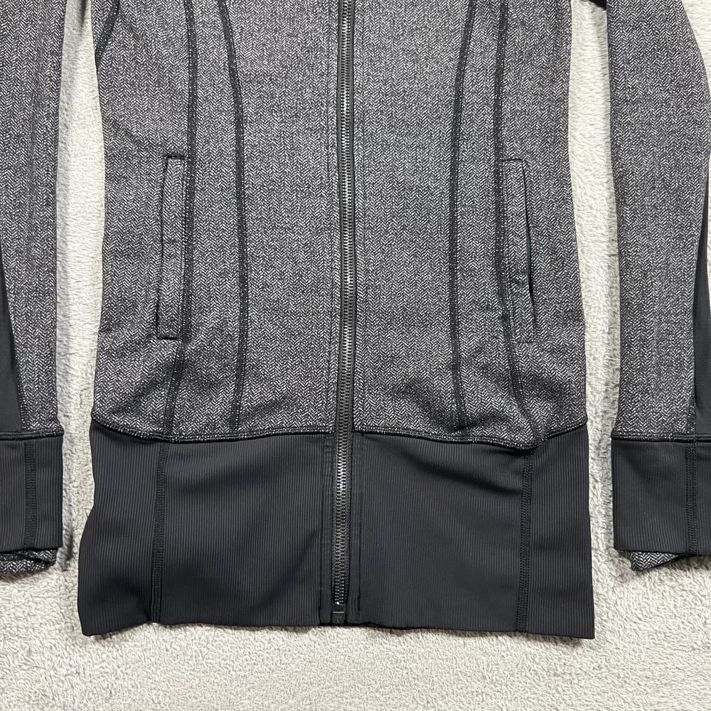 Lululemon Daily Practice Jacket Womens 2 Gray Black Full Zip Hoodie Stretch - Picture 2 of 10